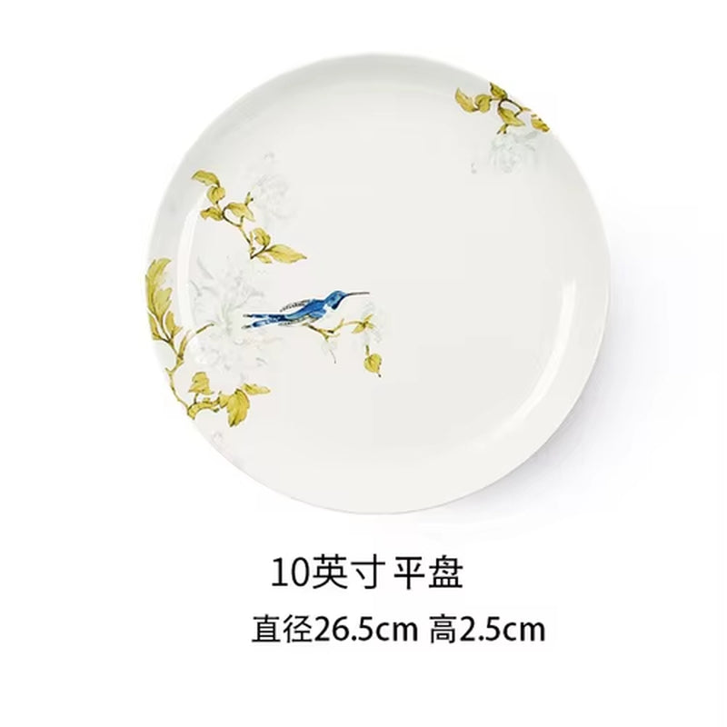 New Creative Simple Bone China Bowl and Dish Set European Style Hand-Painted Ceramic Plate Noodle Bowl Rice Bowl