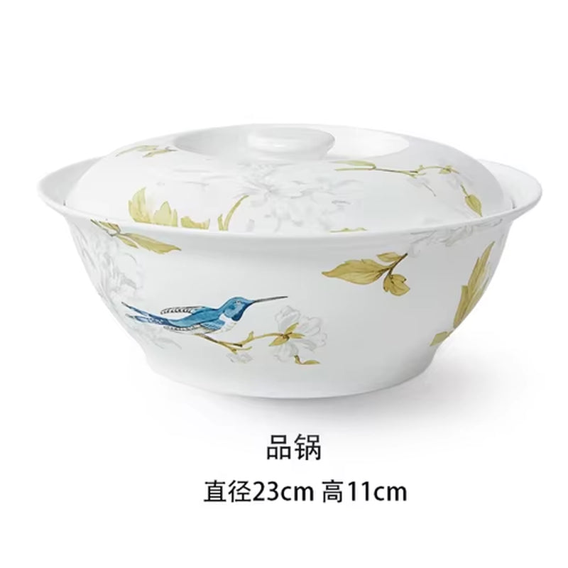 New Creative Simple Bone China Bowl and Dish Set European Style Hand-Painted Ceramic Plate Noodle Bowl Rice Bowl