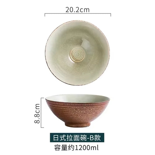 Japanese Ceramic Bowl Home Large Ramen Bowl Creative Tableware Set Commercial Hat Bowl