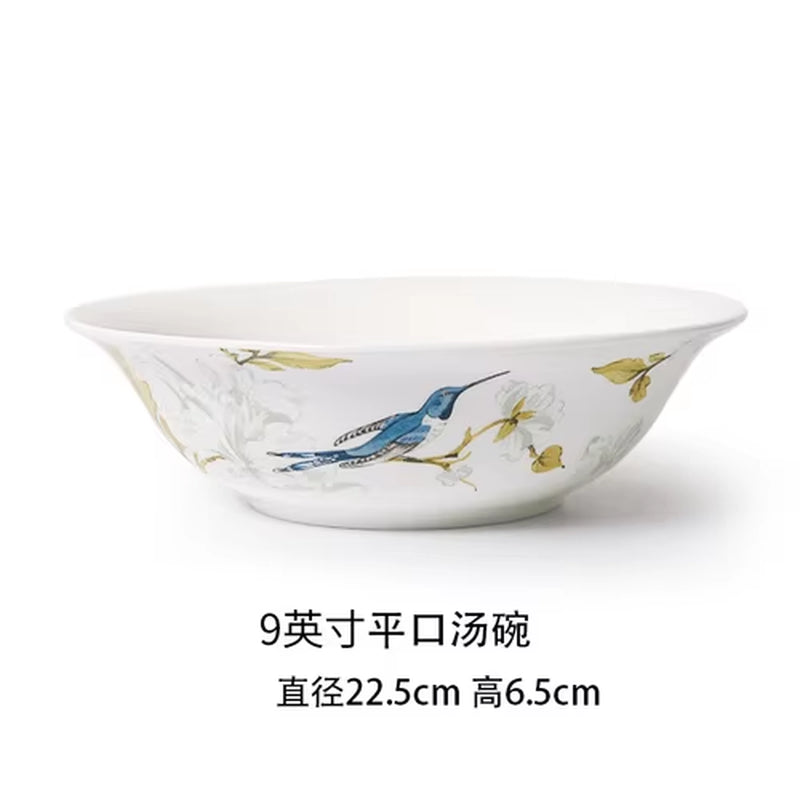 New Creative Simple Bone China Bowl and Dish Set European Style Hand-Painted Ceramic Plate Noodle Bowl Rice Bowl