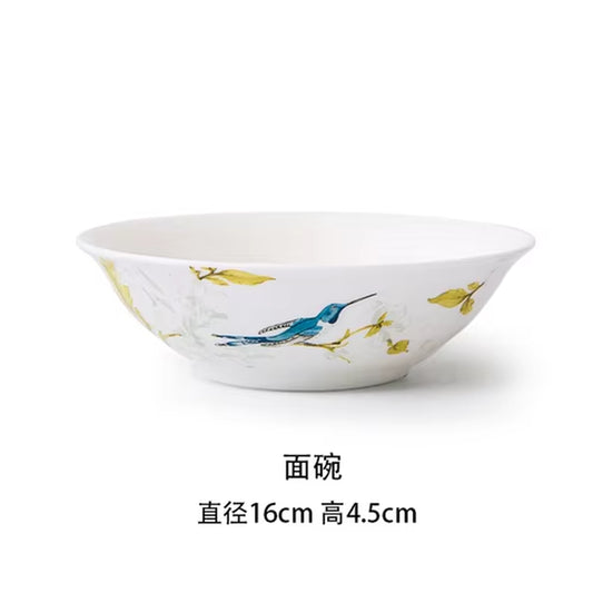 New Creative Simple Bone China Bowl and Dish Set European Style Hand-Painted Ceramic Plate Noodle Bowl Rice Bowl